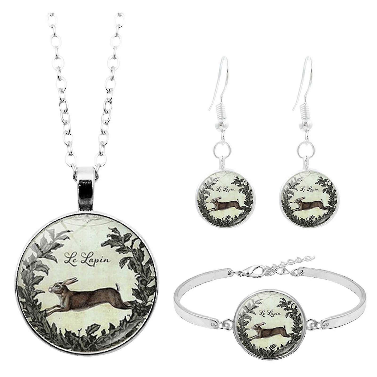Creative Cute Easter Bunny Necklace Bracelet Earring Set Gift
