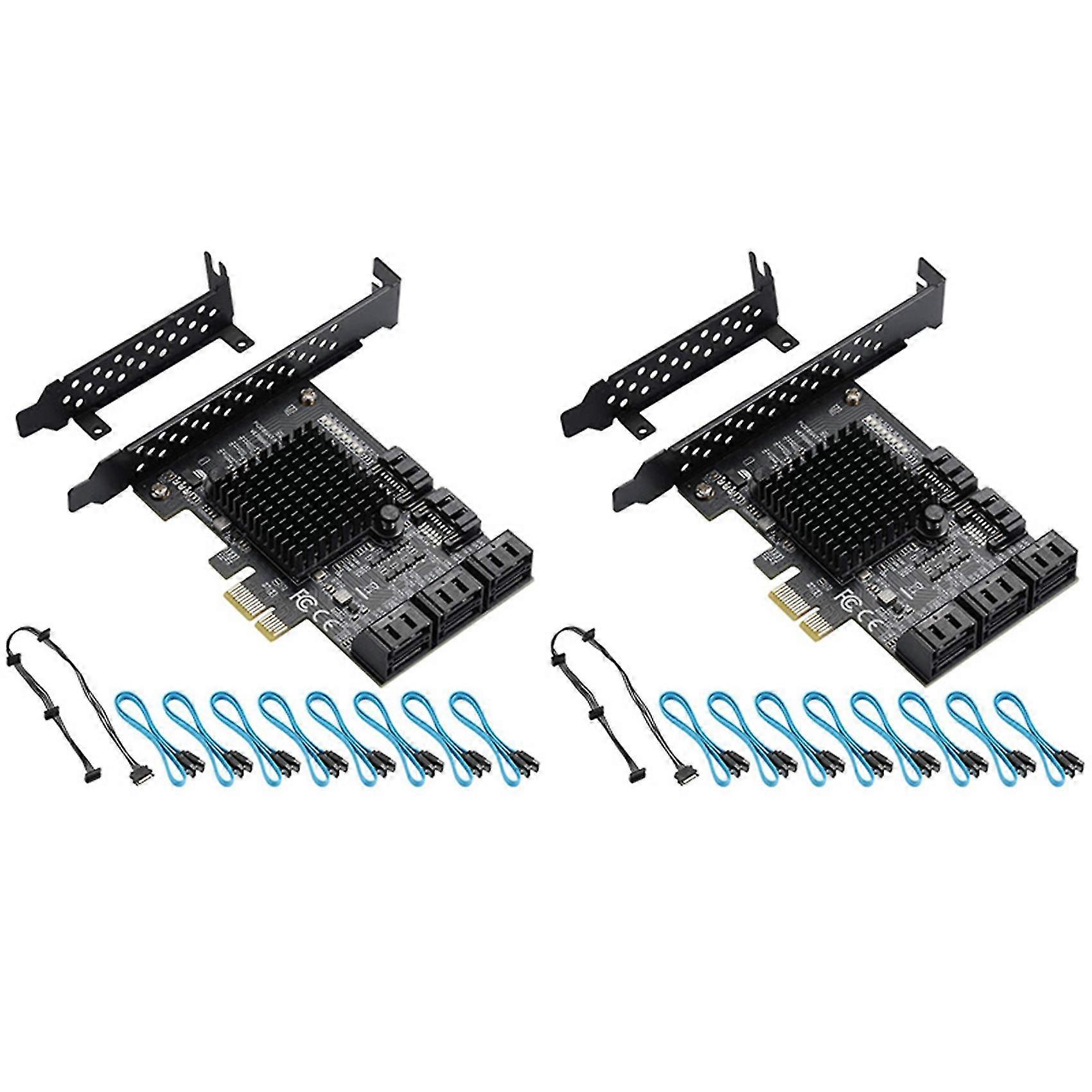 2x Pcie Sata Card 8 Port, 6gbps Sata 3.0 Pcie Card, Pcie To Sata Controller Expansion Card, Upport