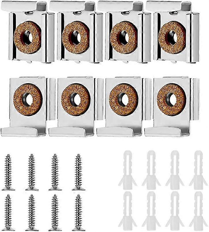 8pcs Heilwiy Wall Mounted Adjustable Mirror Clip Mount Mirror Clamp, Mirror Mount