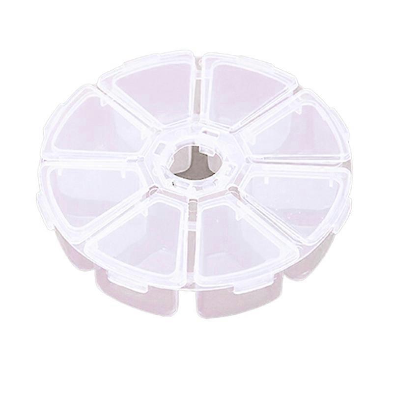 Medicine Box Round Shape Classification Storage 8 Grids Classification Bead Organizer for Traveling