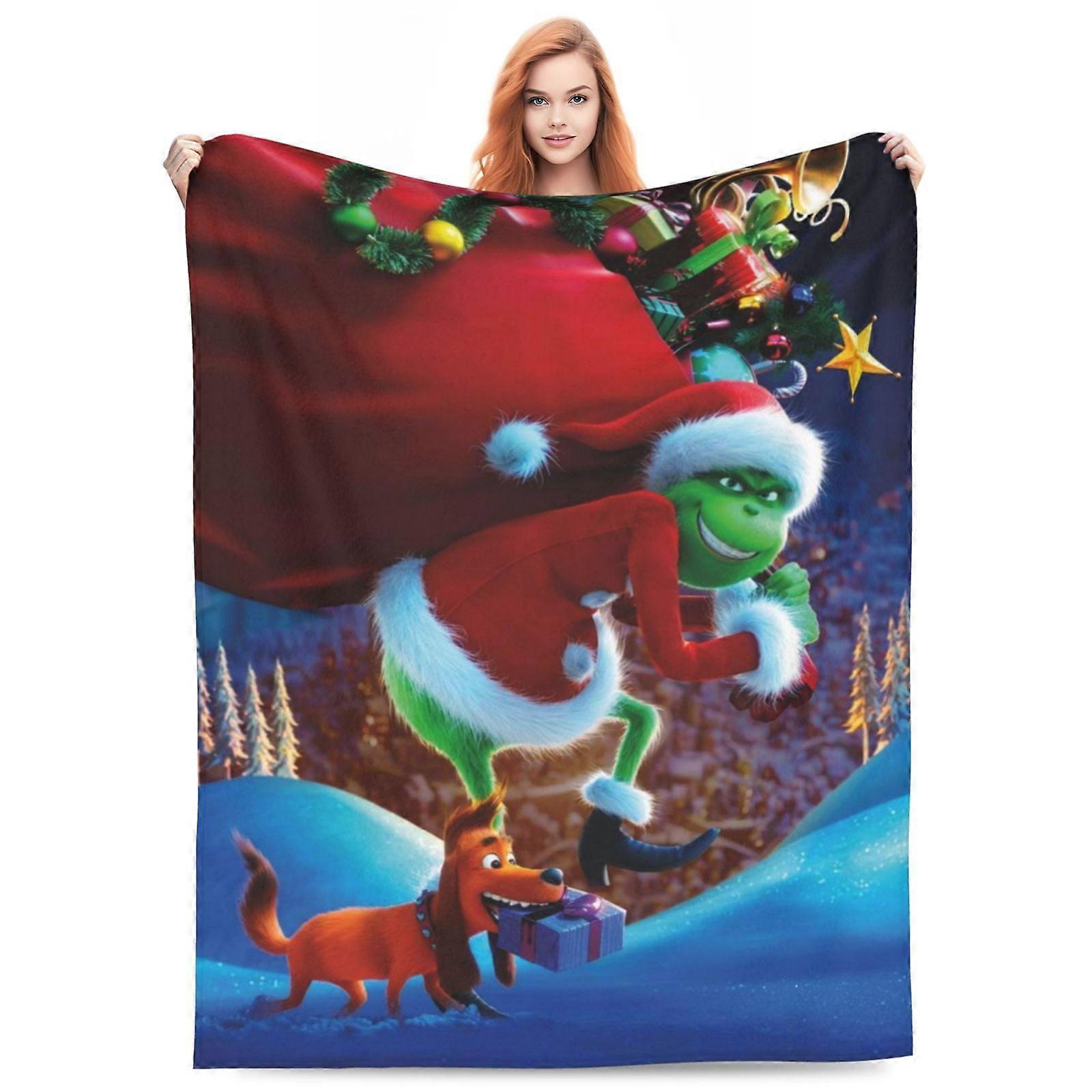 Grinch Fleece Tæppe Super Blød Hyggelig Kast Tæppe Fuzzy Comfy Flannel Tæppe Varme Plys Tæpper Og Plaider Til Sofa-DS10125