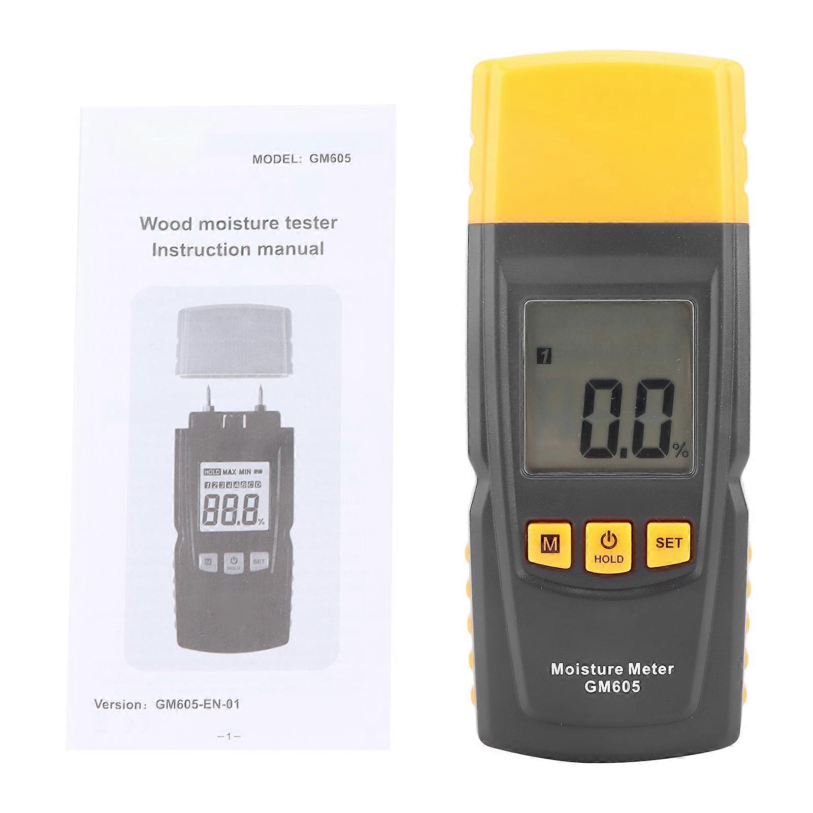 GM605 Wood Moisture Detector NeedleType Portable LCD Backlight Water Content Test Moisture Instrument