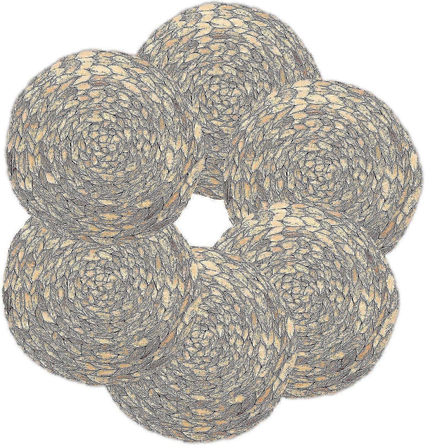 2/4/6pcs Woven Placemats,natural Water Hyacinth Weave Placemat Round/ Rectangular