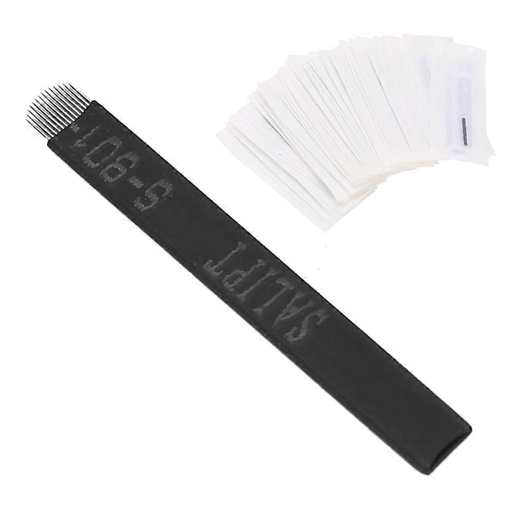 50pcs 0.18mm Microblading Needles Eyebrow Tattoo SemiPermanent Needle Blade(U‑Shape 14 Pin )