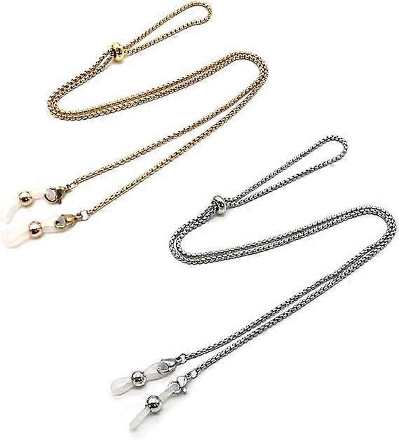Metal Glasses Chain for Women Gold and Silver Eyeglasses Holder 2 PCS PACK Womens eyeglass chain eyewear retainer Eyeglasses Holder Around Neck