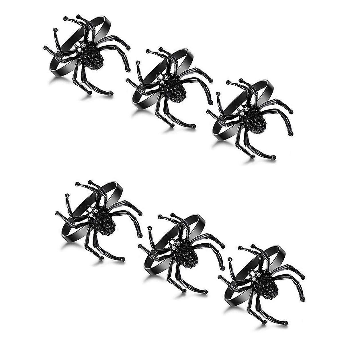 Halloween Napkin Ring Set Spider Halloween Napkin Black Terror Metal Alloy Napkin Clasp Diamond Spi