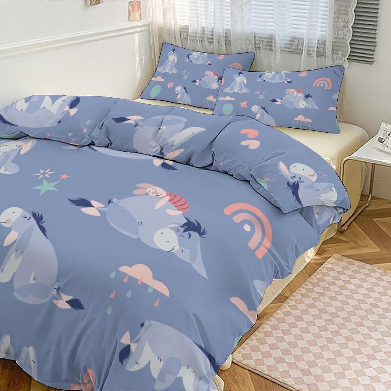 Ez47 Eeyore Print Bedding Set Pattern Duvet Cove Set 3 Pieces 1 Quilt Cover And 2 Pillowcases for Women Men Teens Multiple sizes to choose from IU47