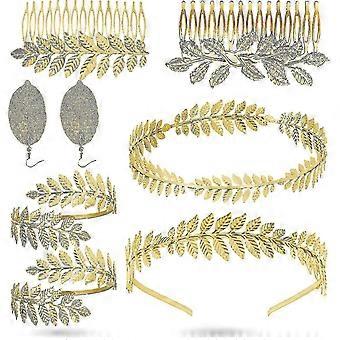 Griechische Göttin Stirnband, 8 Stück Griechische Göttin Stirnband Krone, römische Blattkrone, römische Lorbeer-Armband Blatt Stirnband Haarbänder für Frauen Stcyv