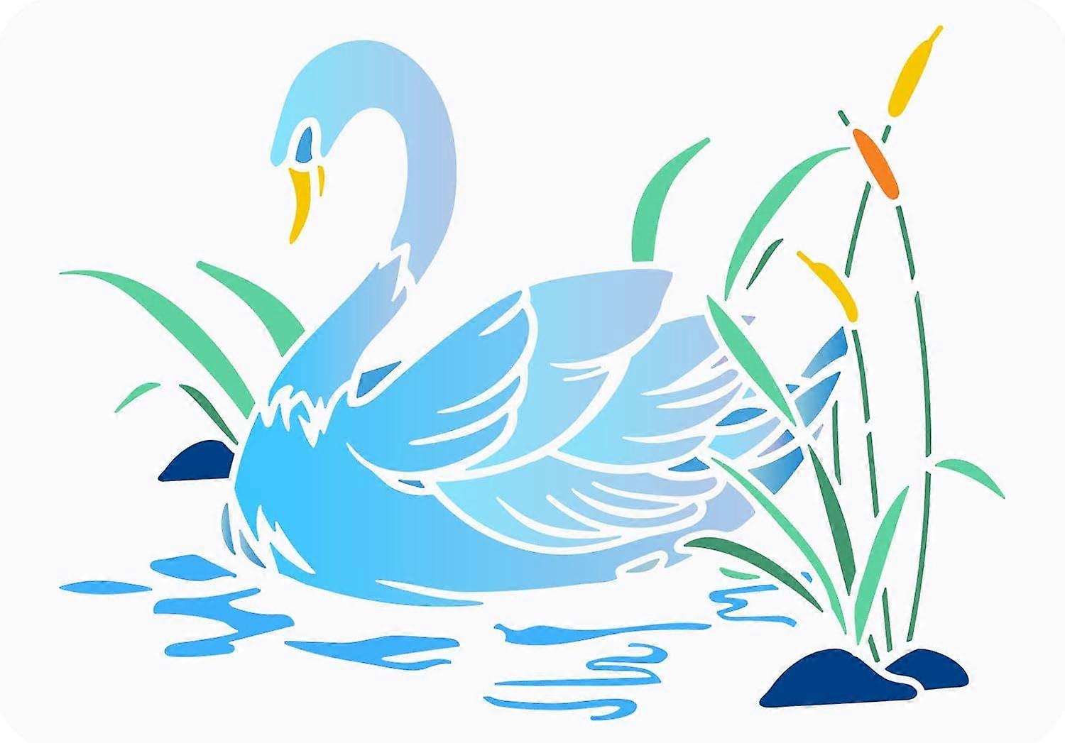 Swan Stencil 8.3x11.7 inch Reusable Creative DIY Wild Animal Stencil Template Plastic Swan Reed Pattern Painting Stencil Large Stencils for DIY Painti