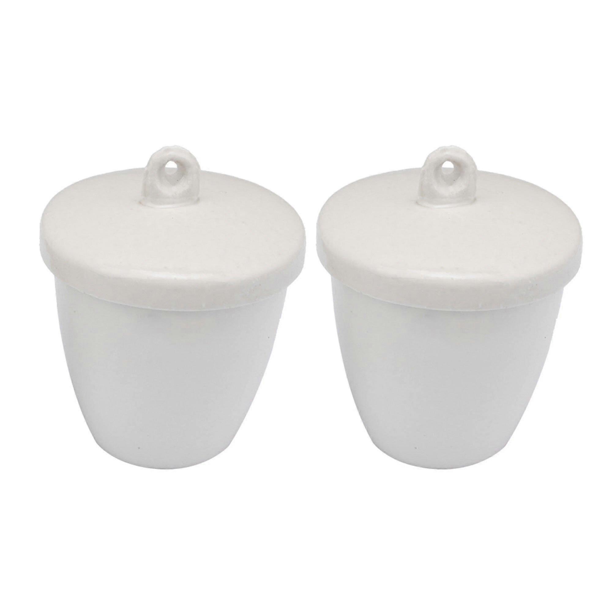 2 X Ceramic Crucible 25ml High Temperature With Lid For Muffle Furnace
