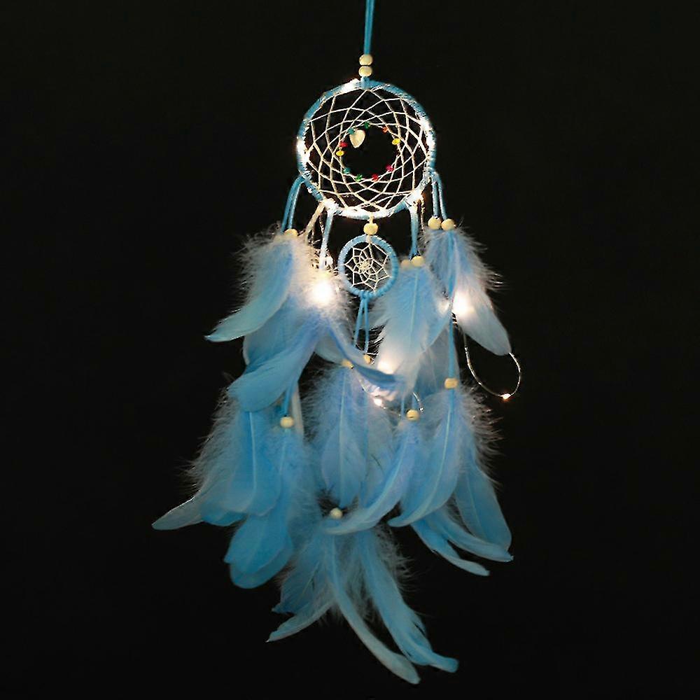 Attrape-rêves en plumes avec lumière LED Portable mur fait à la main