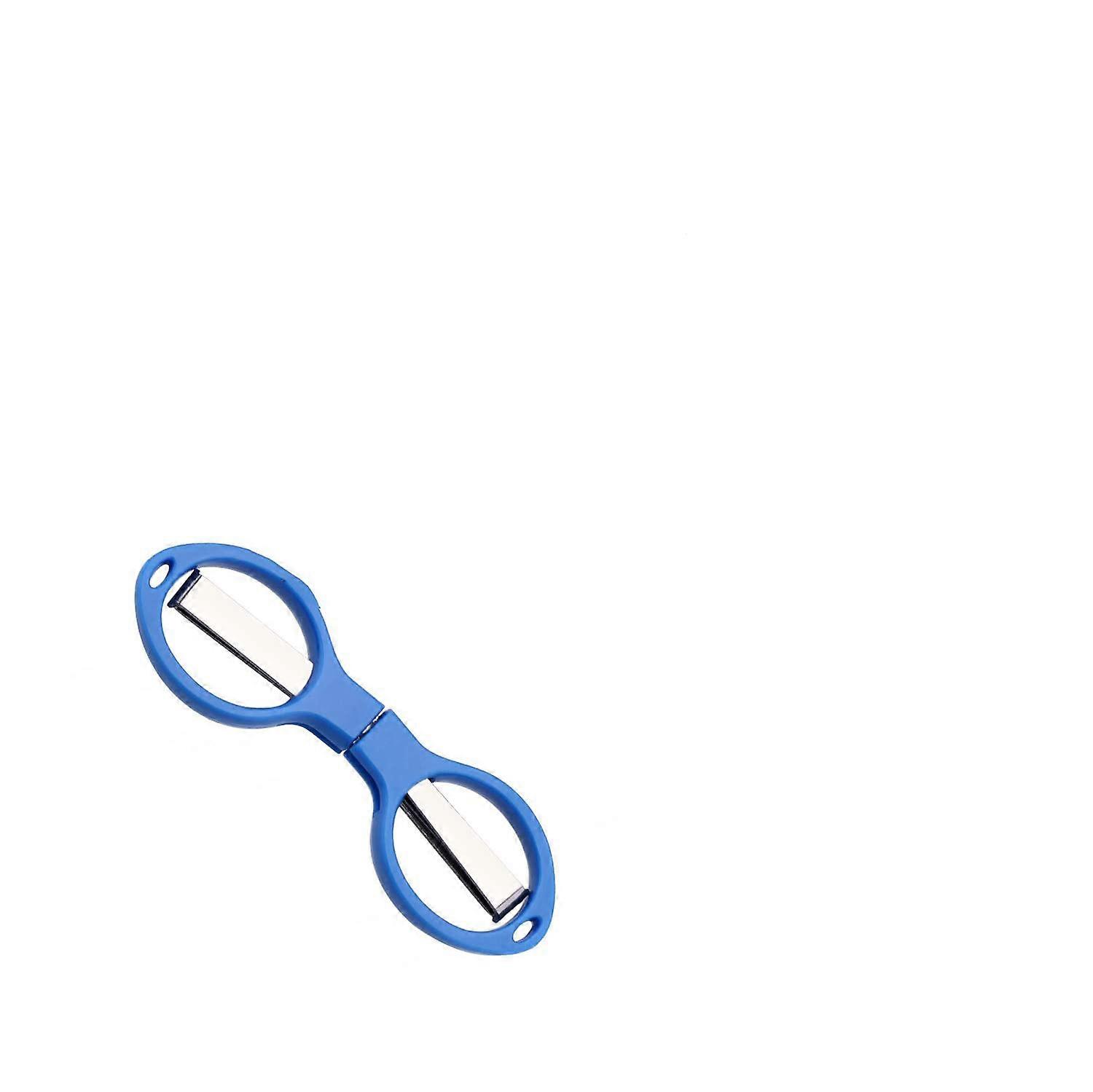 Stainless Steel Scissors Anti-Rust Folding Scissors Glasses-Shaped Mini Shear for Home and Travel Use (2pcsblue)