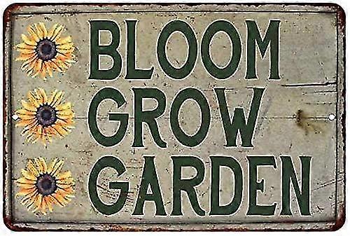 Bloom Grow Garden Vintage Look Garden Chic 8x12 Polegadas OU 12x16 Polegadas Modo Metal de Alto Brilho 4796