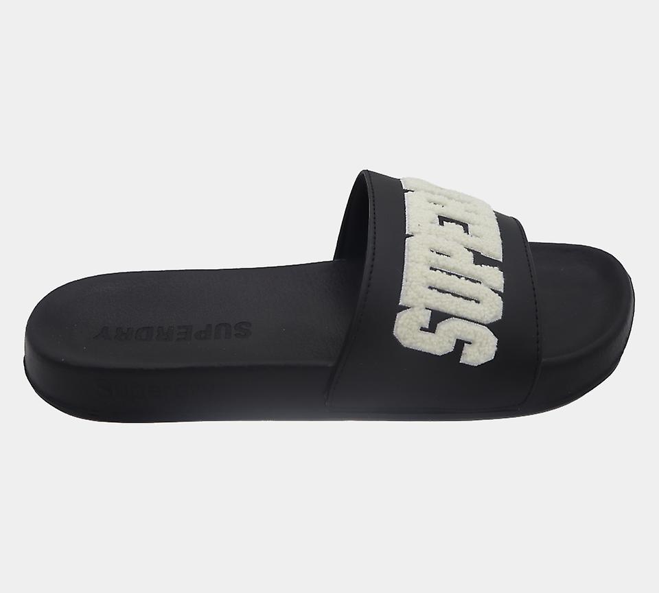 Men's Superdry Build Logo Pool MF310134A 02A Slides Black XL