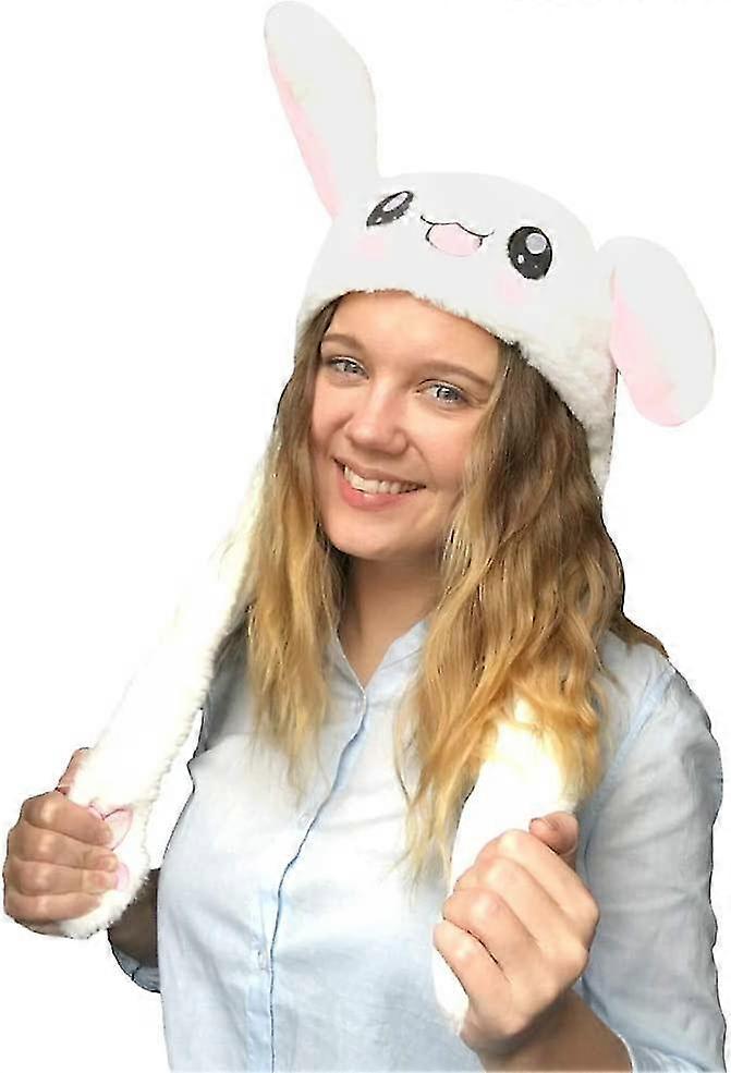 Plush Hat Rabbit Ears Design Raise Up Pressing Paws