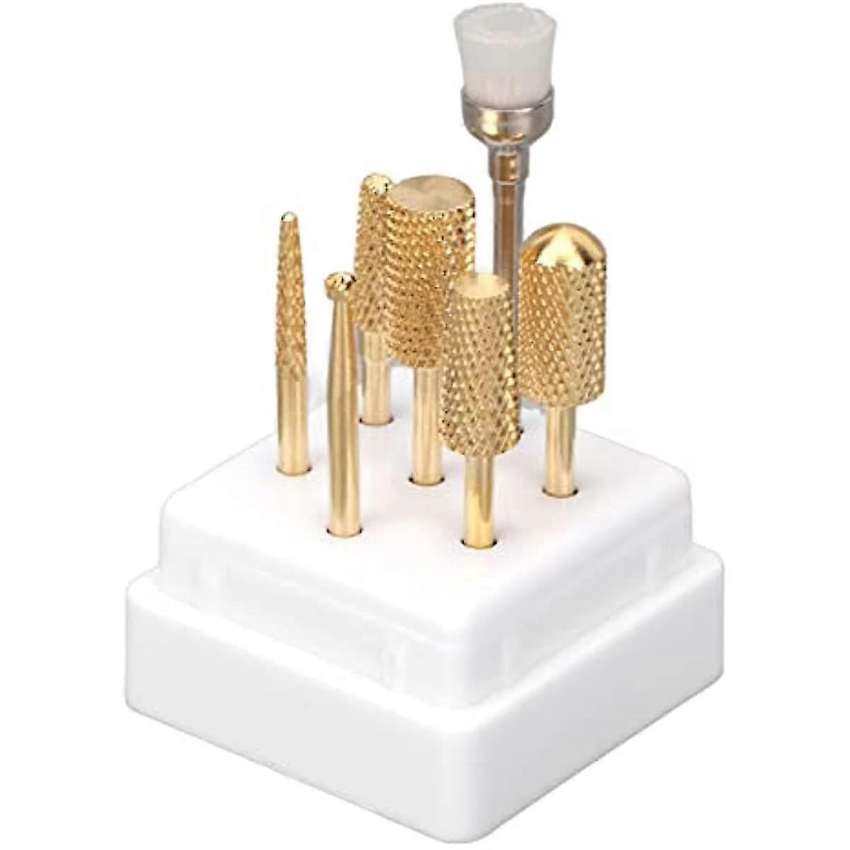 7pcs Less Steel Mani Bits Rotatable Stable Cuticle Remover Bits For Grinding Trimming Fast Removal L Functal Grinding