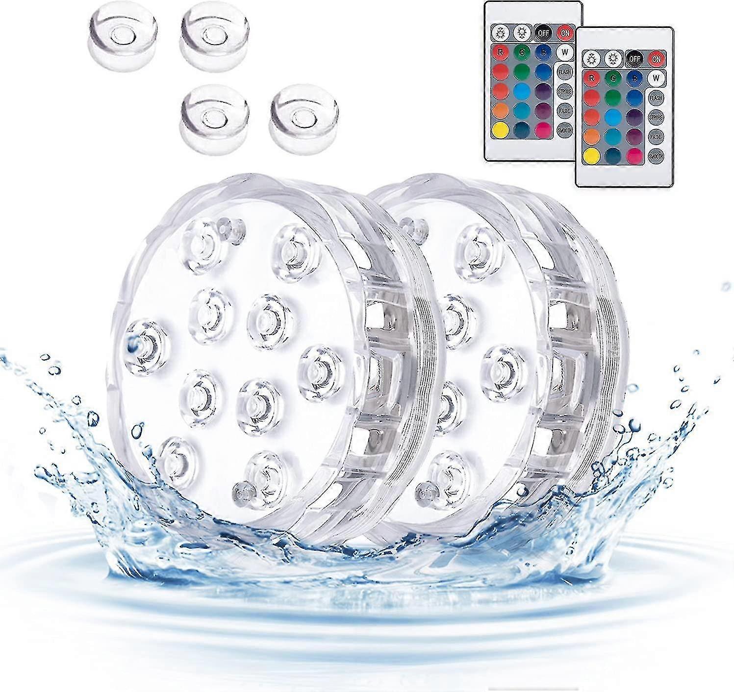 Underwater Light, 2 Pack Pool Light, 10 Leds Pool Lights Magnetic-h