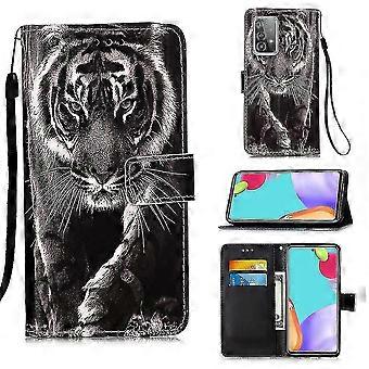 Phone case cover for Samsung Galaxy A52s 5g phone case leather flap wallet case, with card slot bracket pattern - tiger