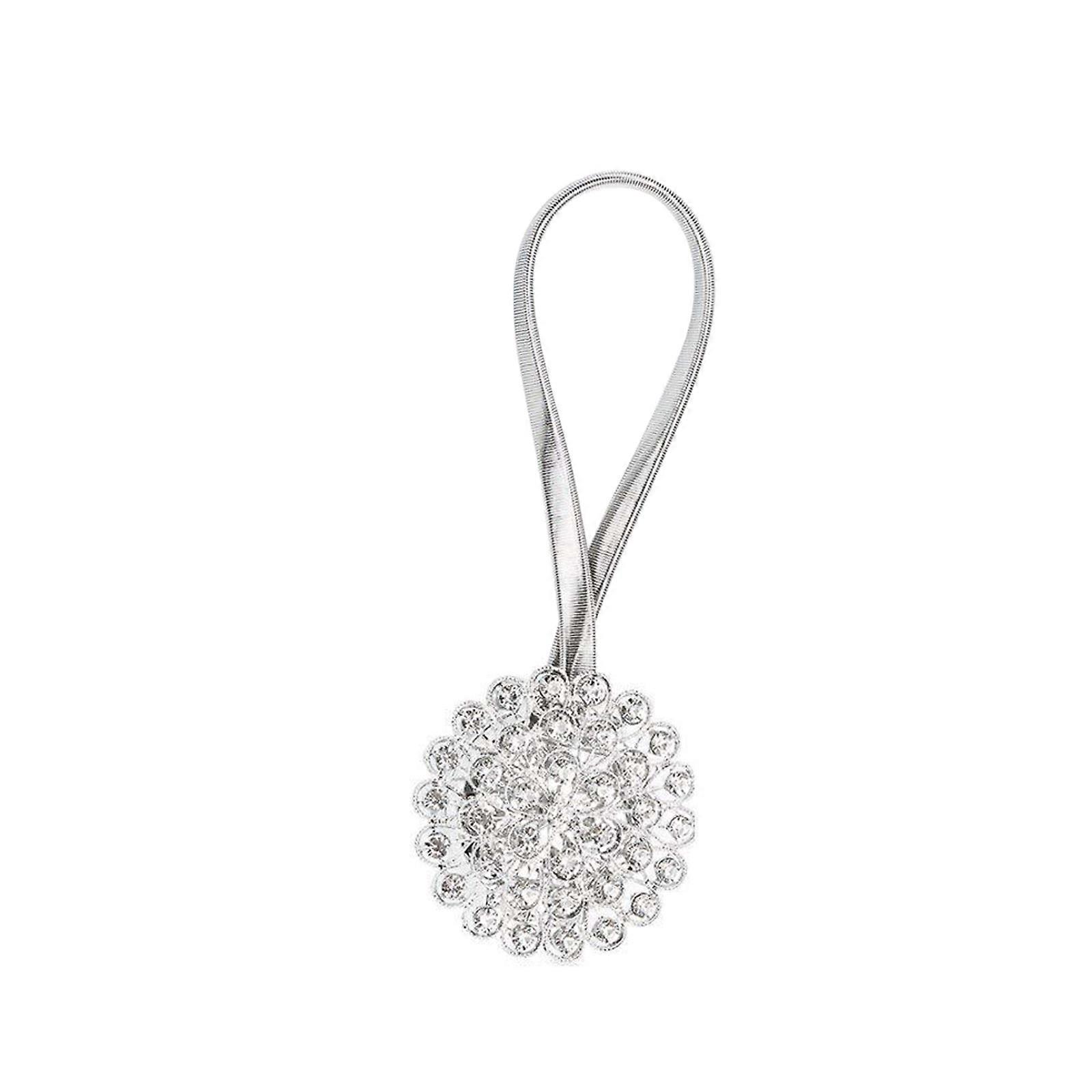 Holiday Ornaments Magnetic Tiebacks For Curtains, 1Pc Sparkling Crystal Flower Curtain Tiebacks Curtain Buckle Clips With High-Elastic Spring Wire For