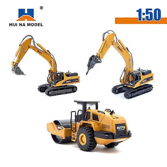 1:50 Diecast Car Model Alloy Simulation Excavator Vehicle Die-Cast Dump Truck Bulldozer Backhoe Loader Toys Collectables