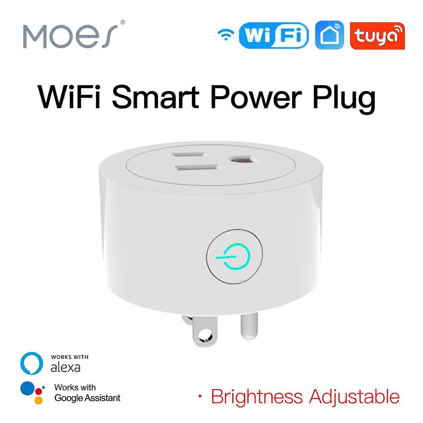 MOES WiFi Smart Power Socket Plug Brightness Adjust Timer For Tuya Smart Life App,Alexa Google Assistant Voice Control US