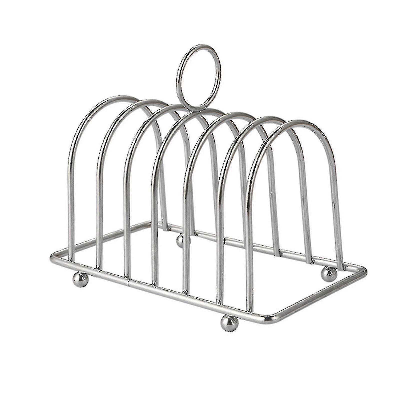 Cooling Rack For Toast Metal Wire Rack With 6 Slice Slots And Carry Handle Serving Utensils For Bread Pieces