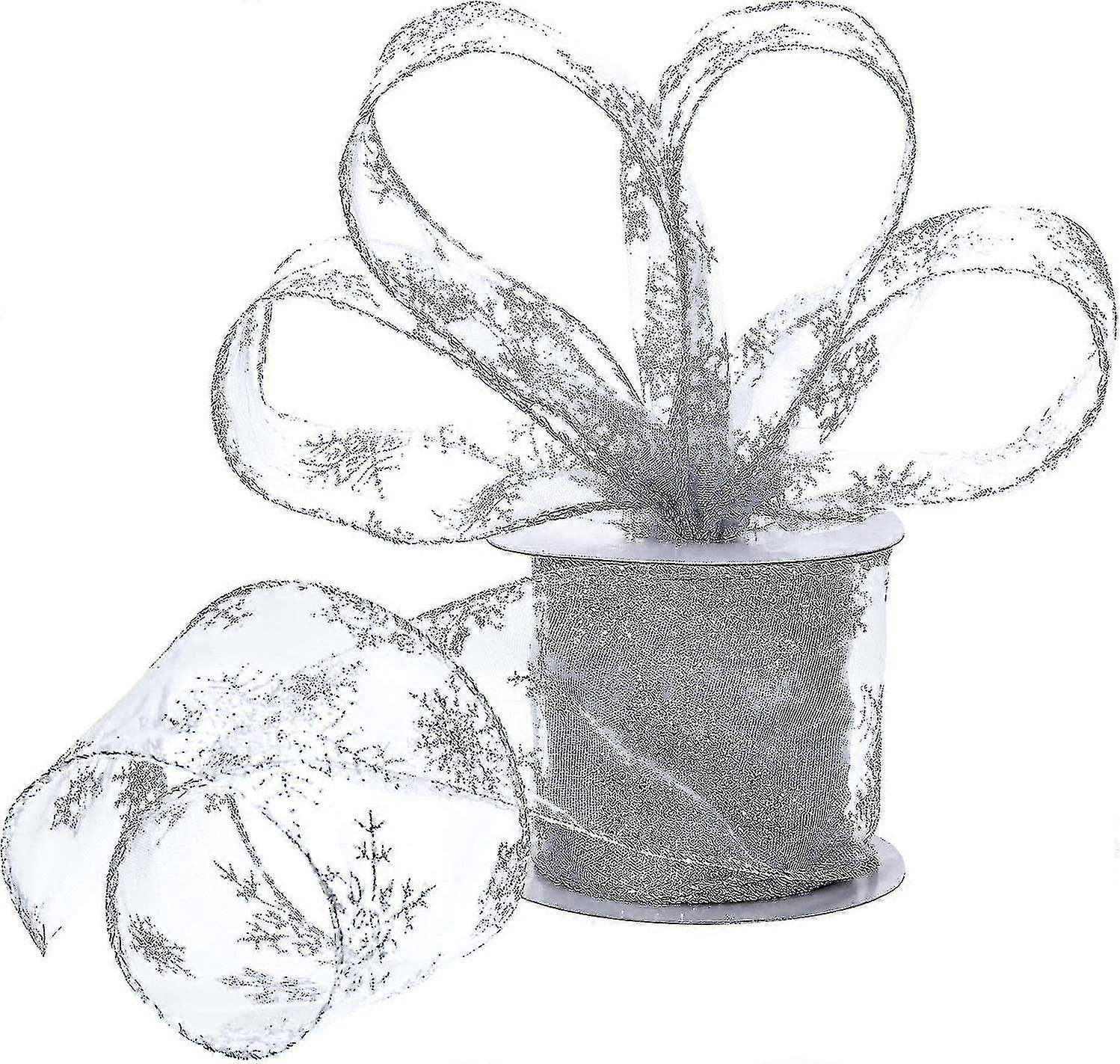 6.3 Cm In Width Za Ribbon F Wired Sheer Glitter Ribbon With Spool For Rat, Wrap, Rat (10