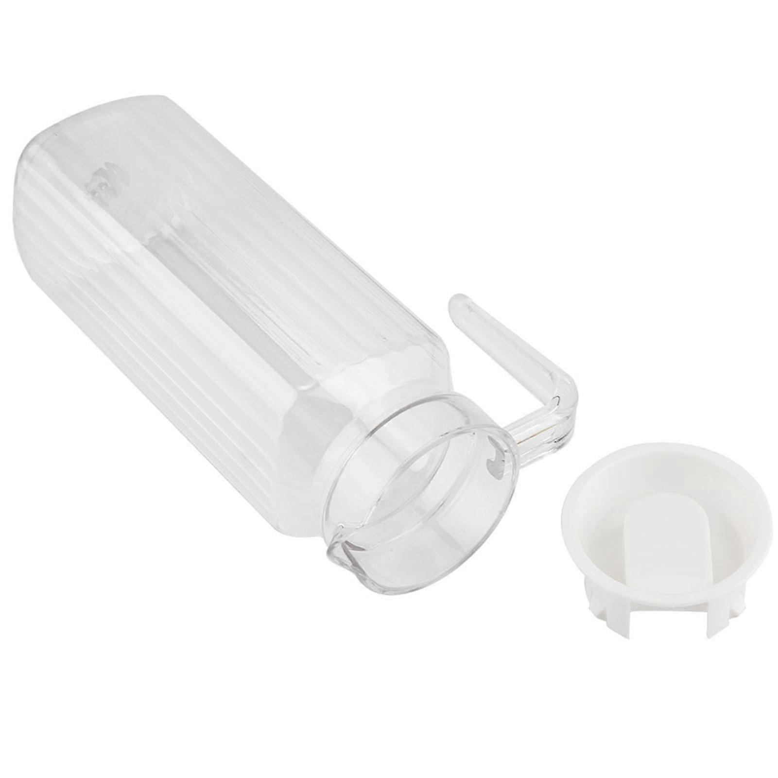 Acrylic Juice Jug with Lid - 1100ml Transparent Striped Cold Water Pitcher