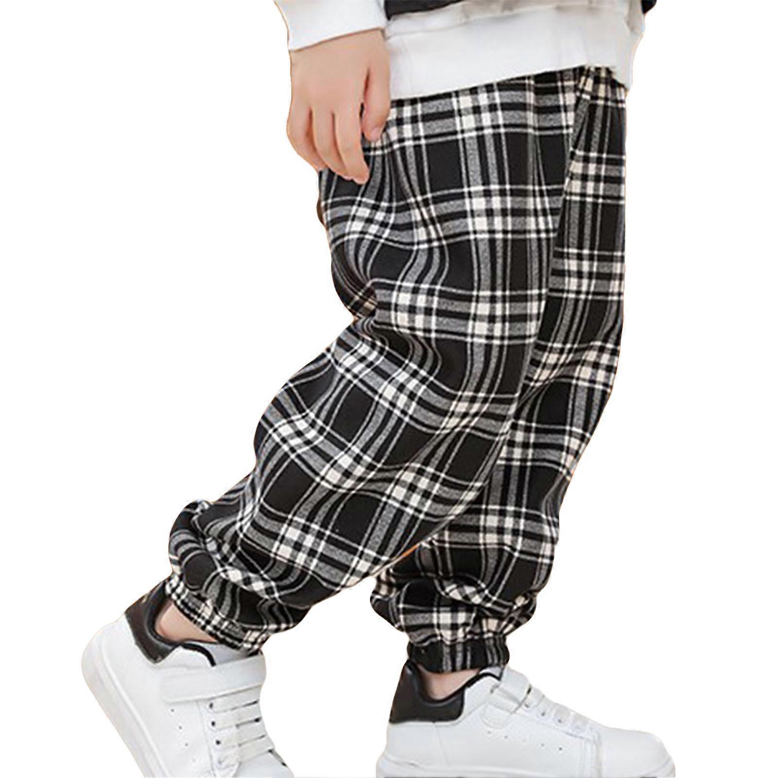 kids casual jogger pants polyester fiber warm plush trousers 85-95cm size daily school trousers