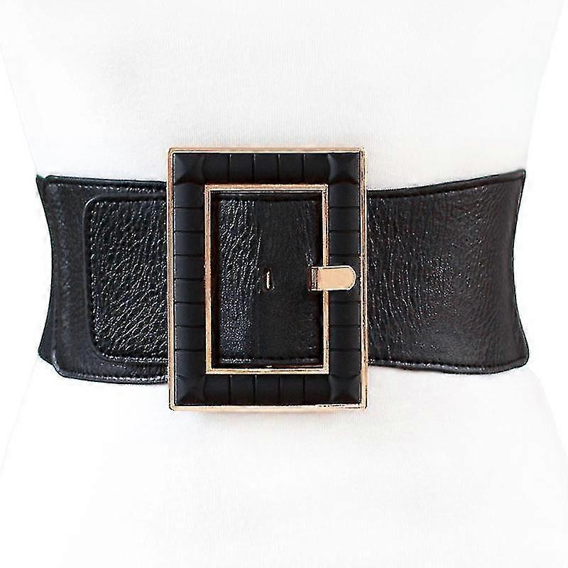 Women Wide Belt Stretch Elastic Band Wrap Cinch Retro High Waist Metal Buckle