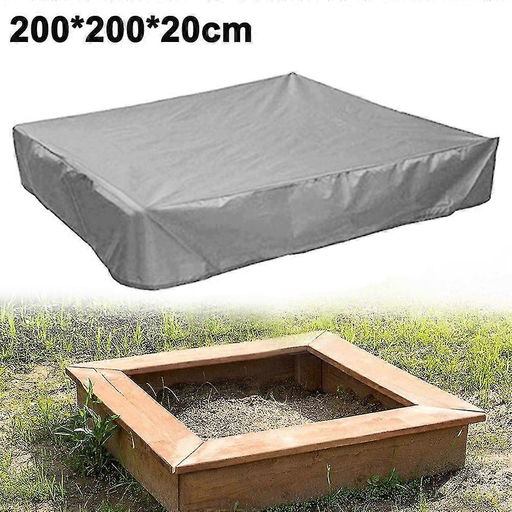 Sandbox cover with drawstring, square protective cover from dust and rain(200*200*20cm Grey)