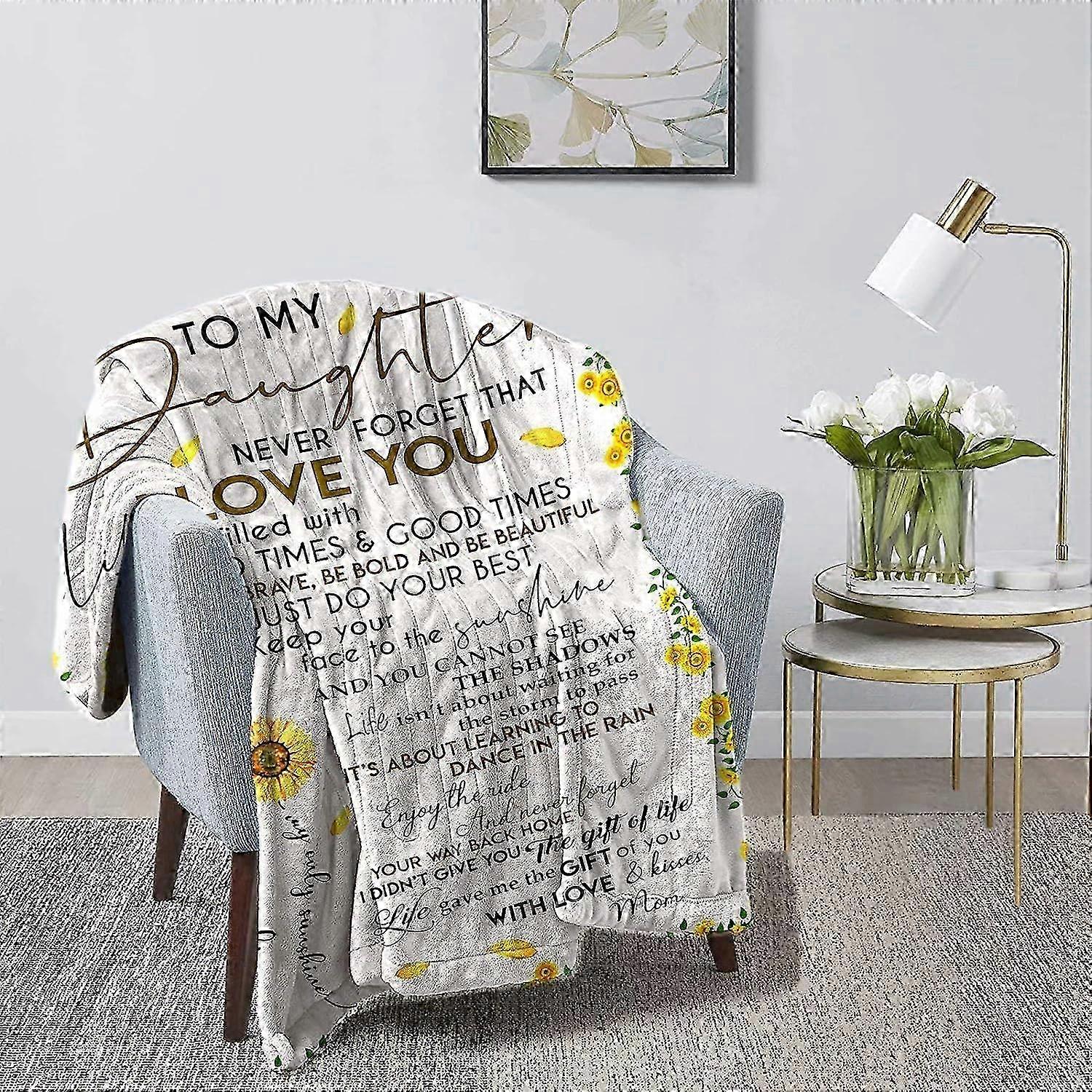 زهرة عباد الشمس عكسها رمي بطانية لابنتي لا تنس أبدا أنني أحبك مصنوعة من المخمل مع بطانة الفانيلا jvrivjh3627