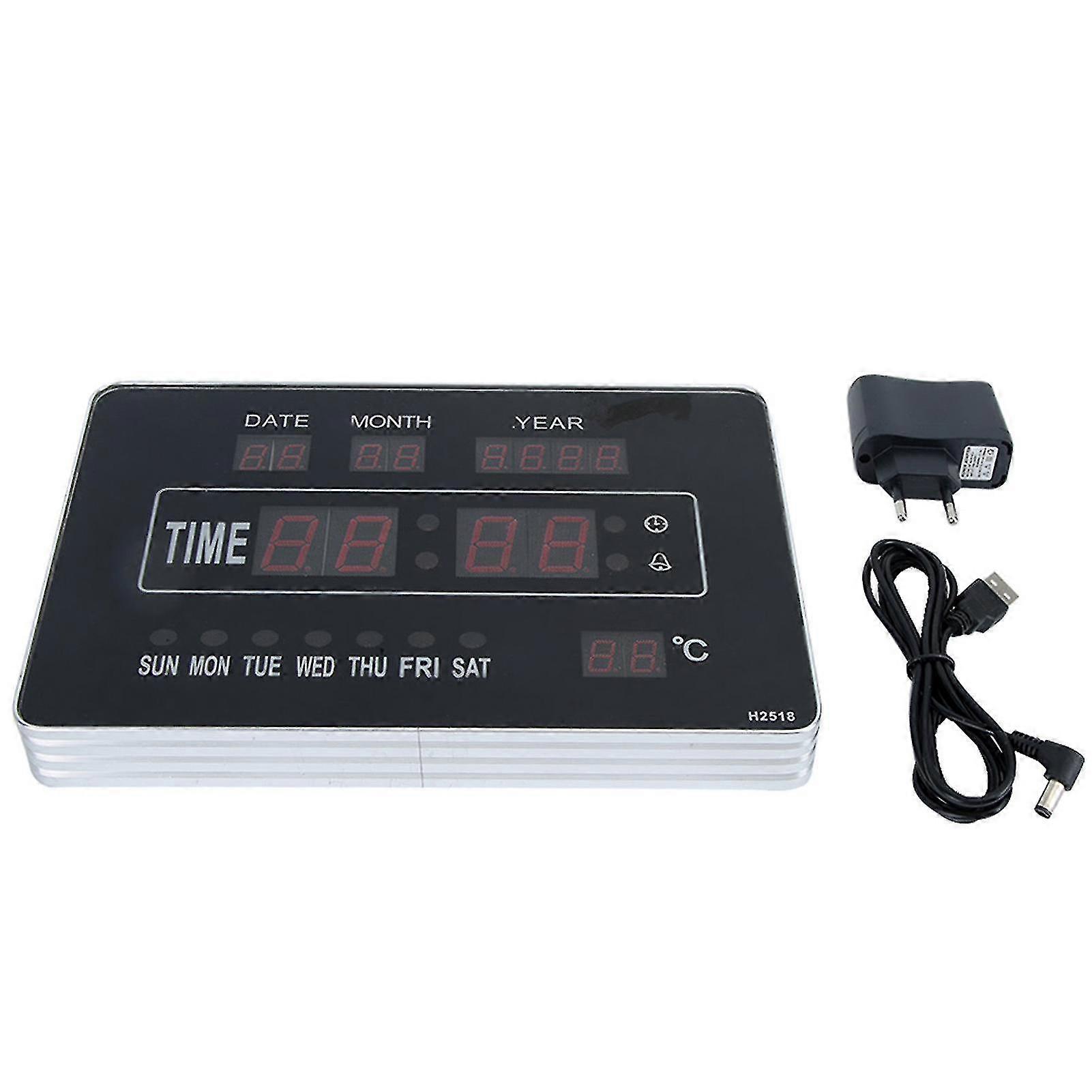 Multifunctional Electronic Digital Calendar Clock Time Temperature Display EU Plug 110-220V
