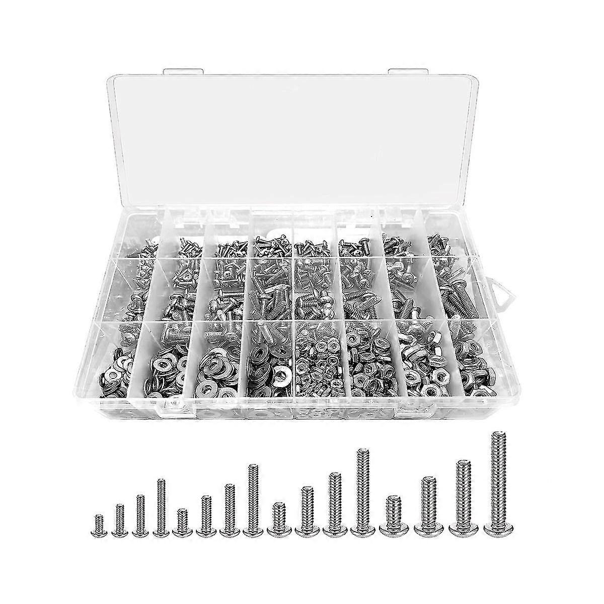 1110pcs Nuts And Bolts Assortment Kit, Stainless Steel Kit With Screws, Nuts, Bolts And Washers( 4-40 6-32 8-32 10-24)