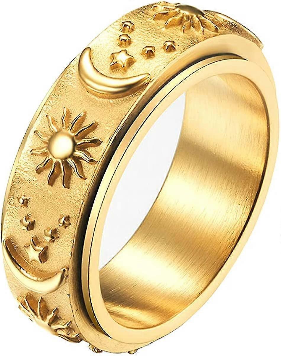 不安のためのステンレス鋼スピナーリングストレス不安を和らげるためのそわそわリングサンムーンスタープロミス婚約指輪サイズ6-12- -