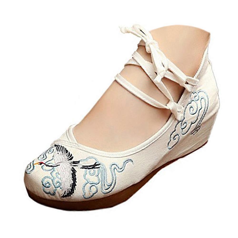 Old Beijing Cloth Embroidered Shoes Crane