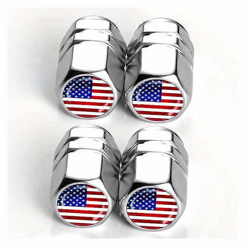 American Flag Valve Cap Color Dust Cap Aluminum Alloy Hexagonal Automobile Tire Valve Cap Aluminum Alloy Material