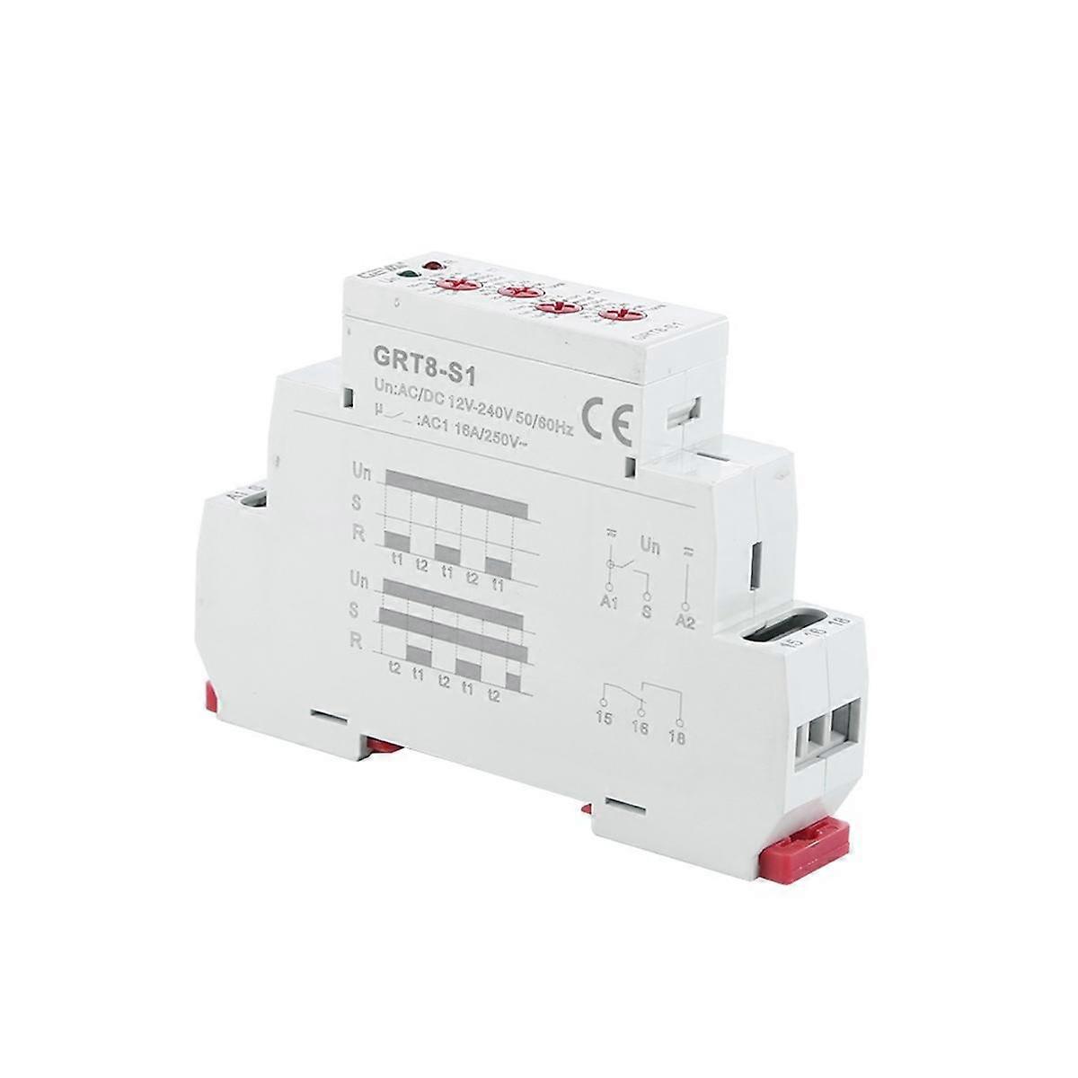 GRT8-S Asymmetric Cycle Timer Relay SPDT 16A Electronic Repeat Relay, GRT8-S1 ACDC12V-240V