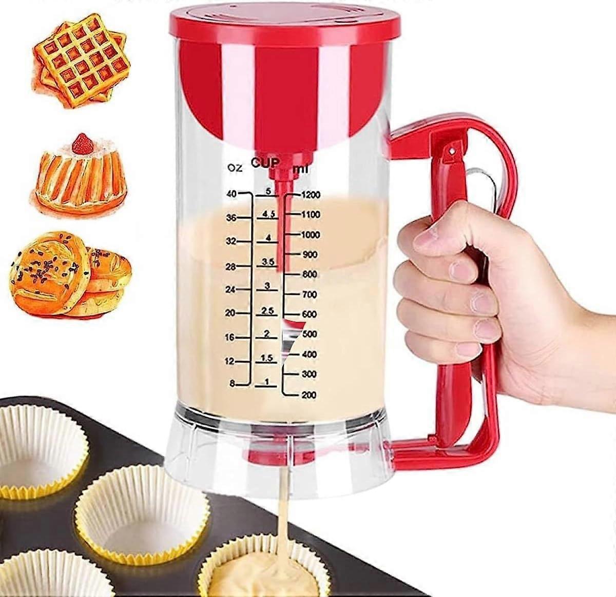 1200mL Pancake Batter Dispenser with Graduated Line, Electric Mixer Batter Dispenser, Batter Separator for Pancakes, Cupcake, Waffle, Muffin