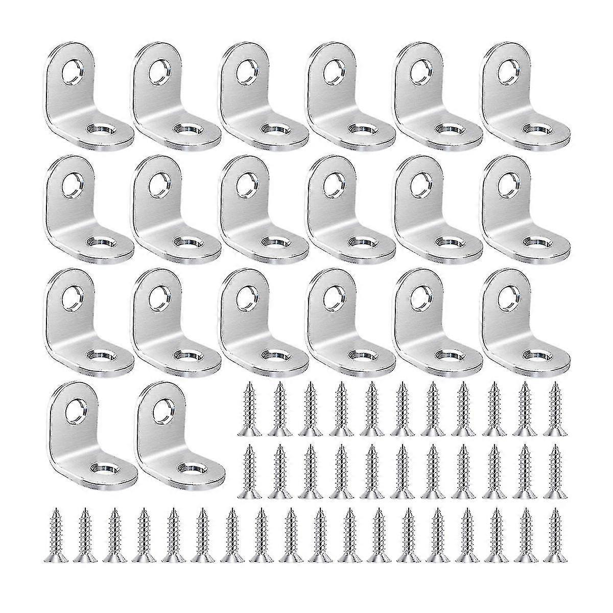 20pcs Corner Bracket - Right Angle Brackets Stainless L Shape Braces
