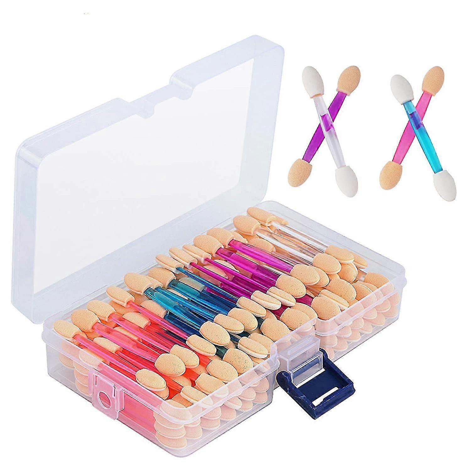 120pcs Dual Sides Sppplicators With Container, 4 S Eye Bru Makeup Applicator