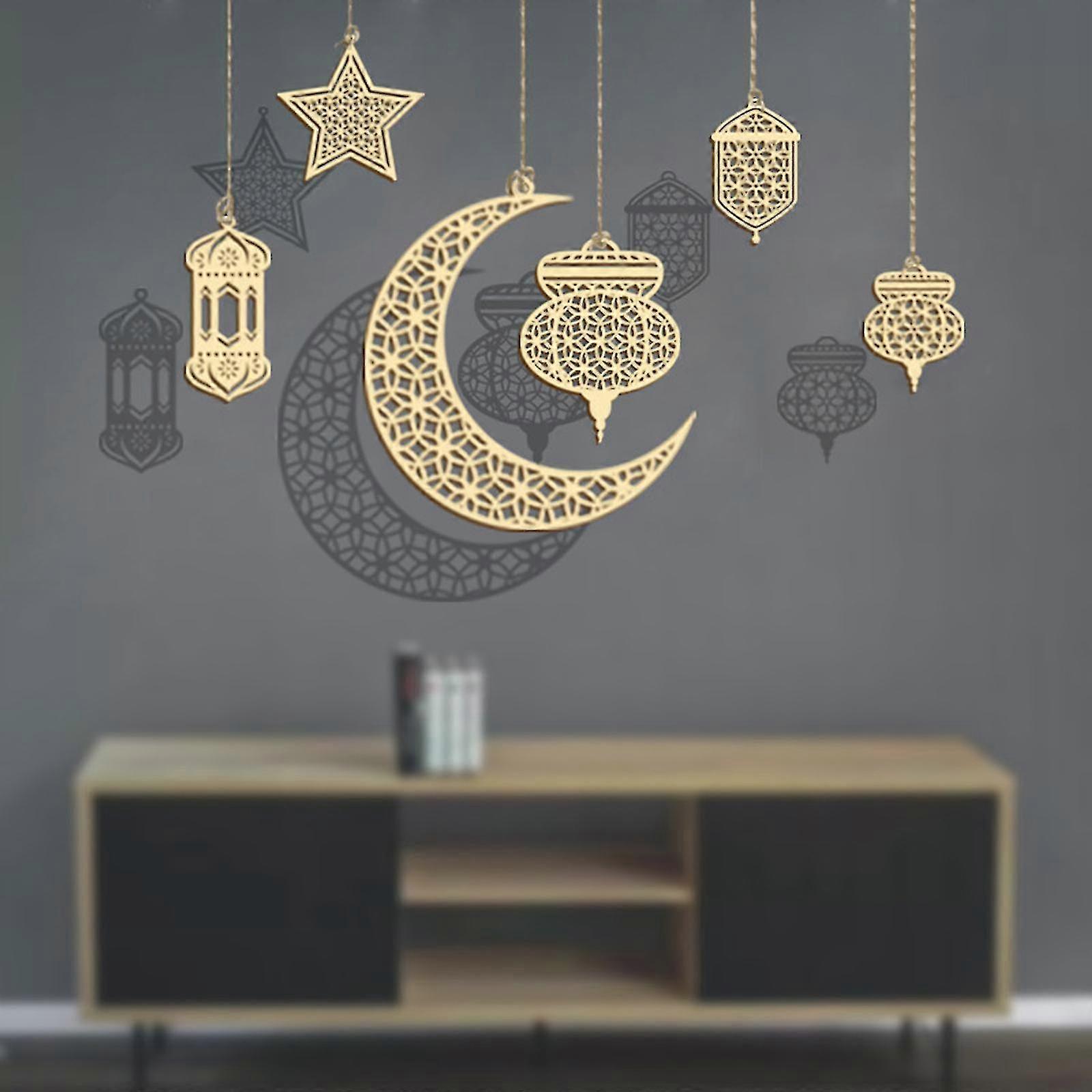 6pcs Mubarak Hanging Decor Supply - Ramadan Lantern Eid Home Decorations