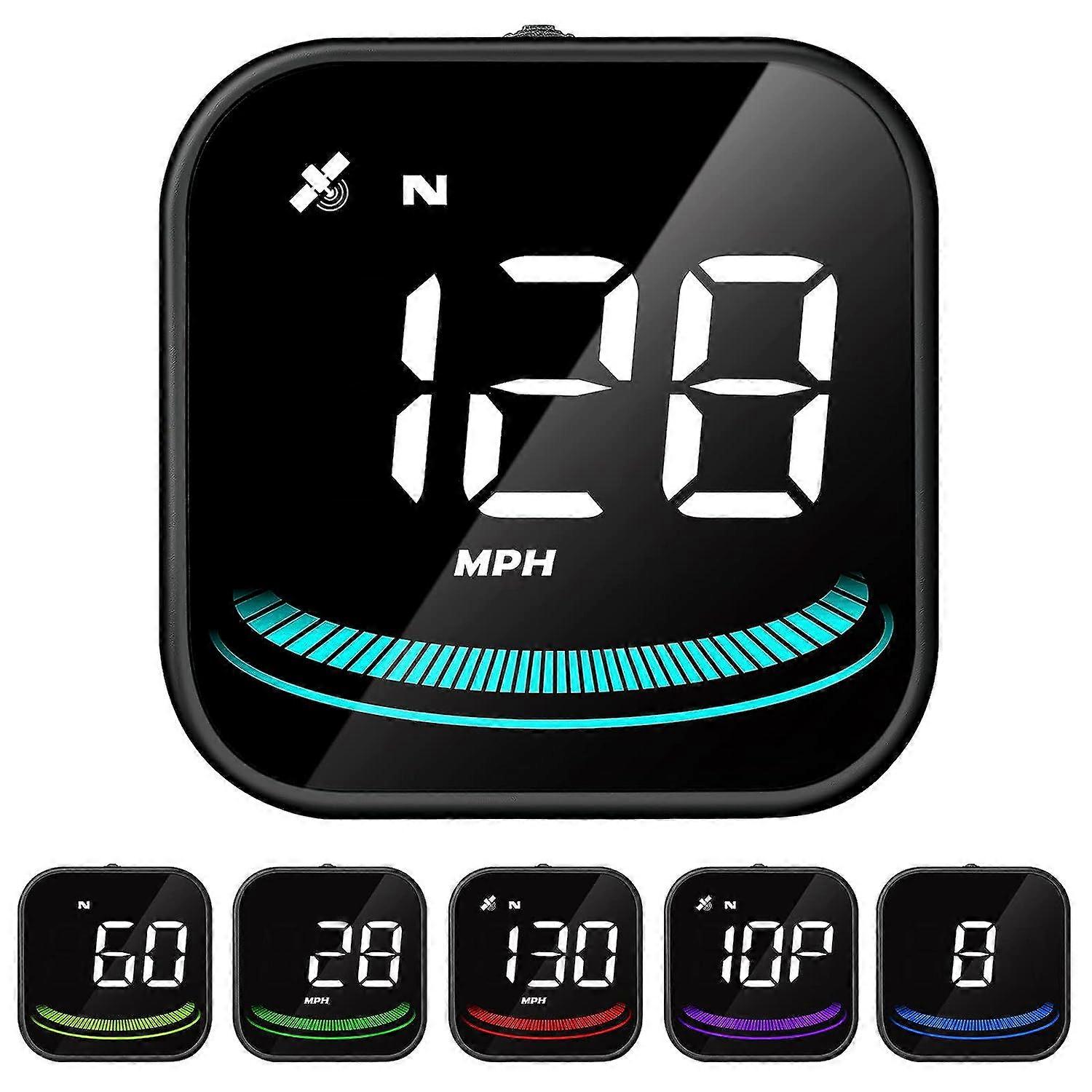 Auto Car HUD Head Up Display KMH & MPH Digital GPS Smart Speedometer with OverSpeed Alarm Fatigue Driving Warning, Navigation Compass, 2.2'' LCD Scree