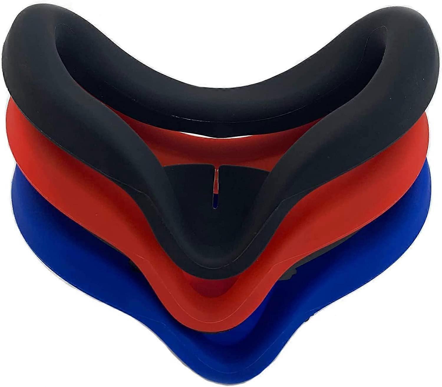 VR Silicone Cover Eye Pad for Oculus Quest 2 - Sweat-Proof, Lightproof, Non-Slip, Washable Black/Blue/Red