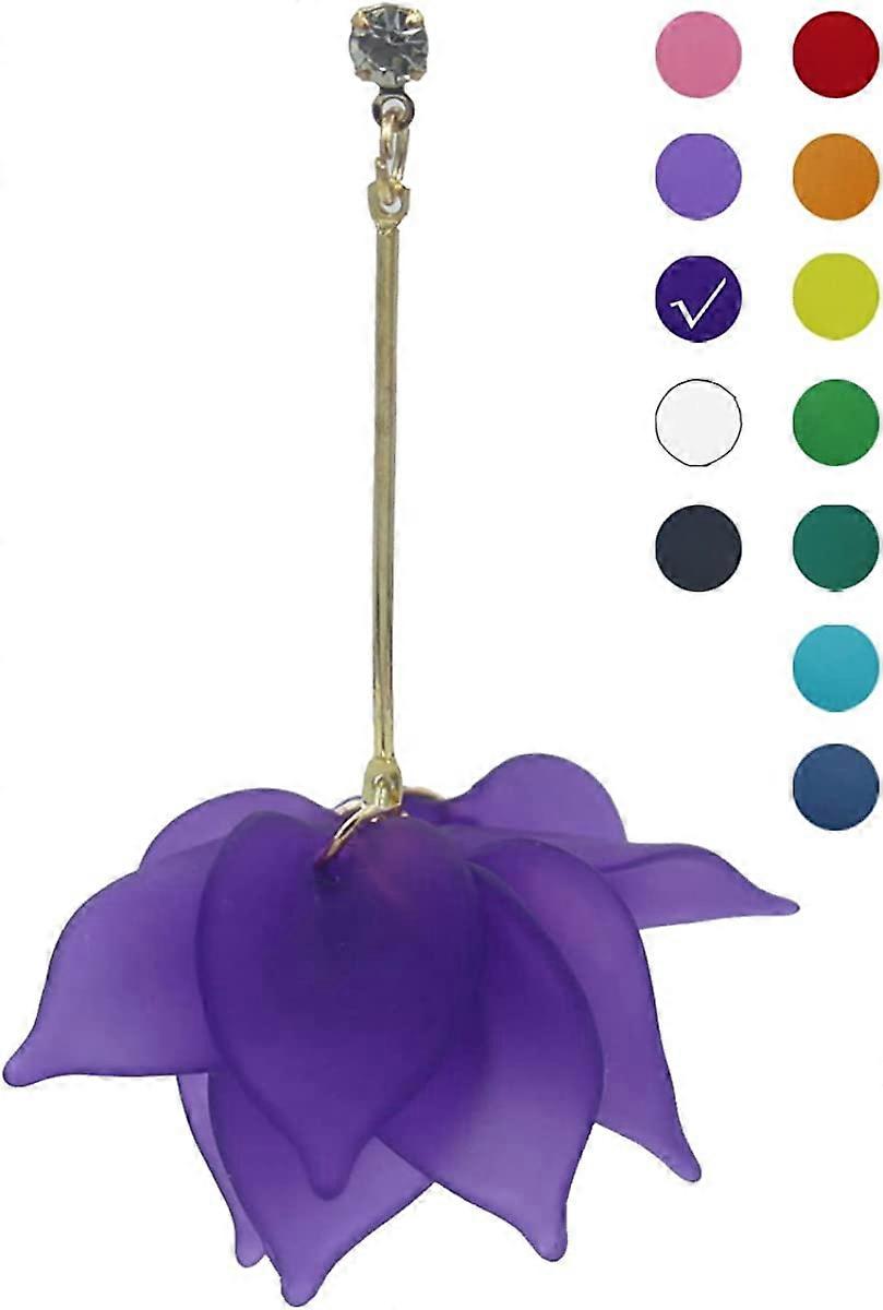 UBIUO 12色ゴールド夏楽しいトロピカルフラワーエレガントトレンディなビーチぶら下がっているぶら下がっている休日の休暇コスチュームジュエリー自由奔放に生きるかわいいイヤリング