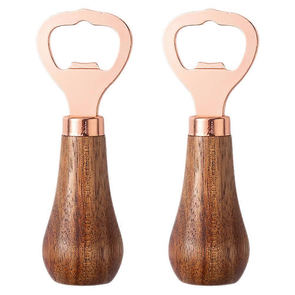 2pcs Beer Bottle Openers Manual Bottle Openers Beer Soda Beverage Openers with Wooden Handle