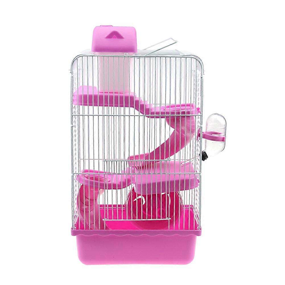 Comparer les prix de Tinksky Luxe Trois Couches Hamster Cage Maison Pour Animaux De Compagnie Portable Petits Animaux Maison Chinchilla Hamster Maison (Rose)