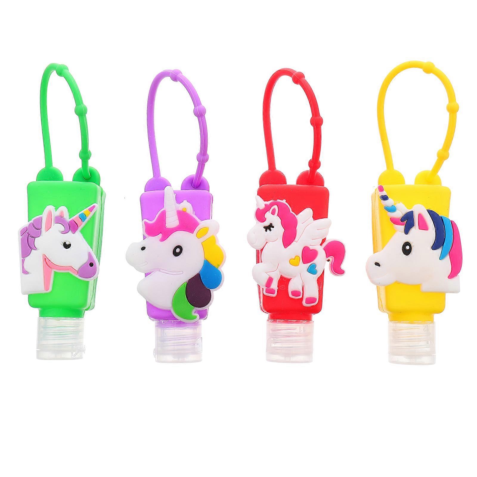 4PCS Travel Bottle Holder Unicorn Pattern Plastic Bottle Protective Case