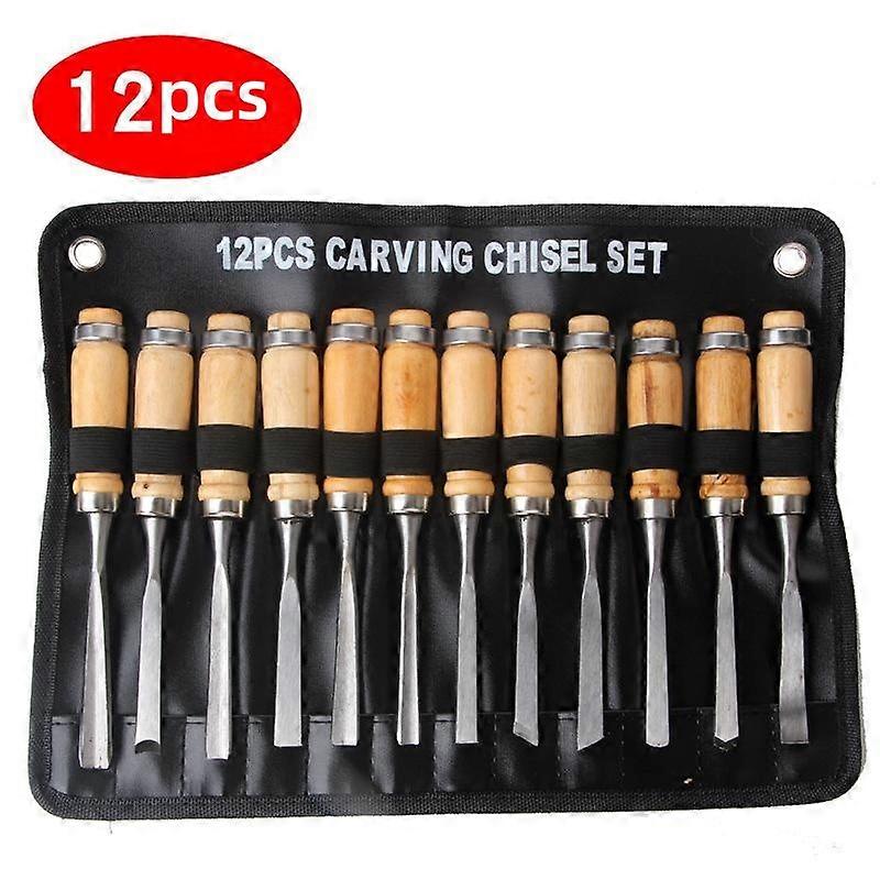 Carved Wood Hand Chisel Set, 12 In 1 Carpentry Gouge Tool