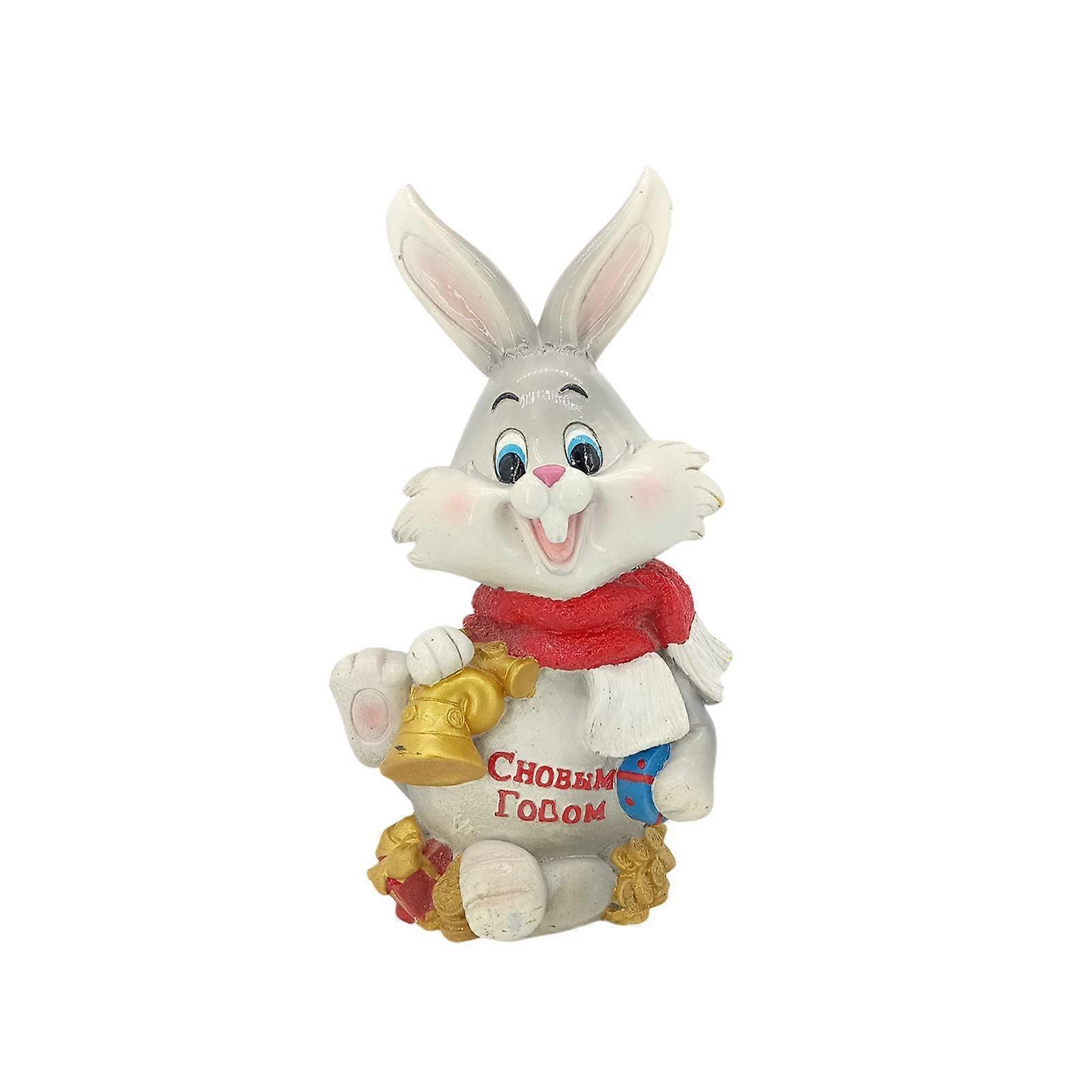 Christmas Bell Bunny Statue Resin Animal Sculpture for Patio Bedroom Balcony